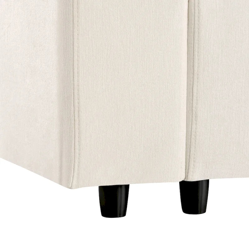 Sofá modular seccional de chenilla beige con USB, Bluetooth y almacenamiento