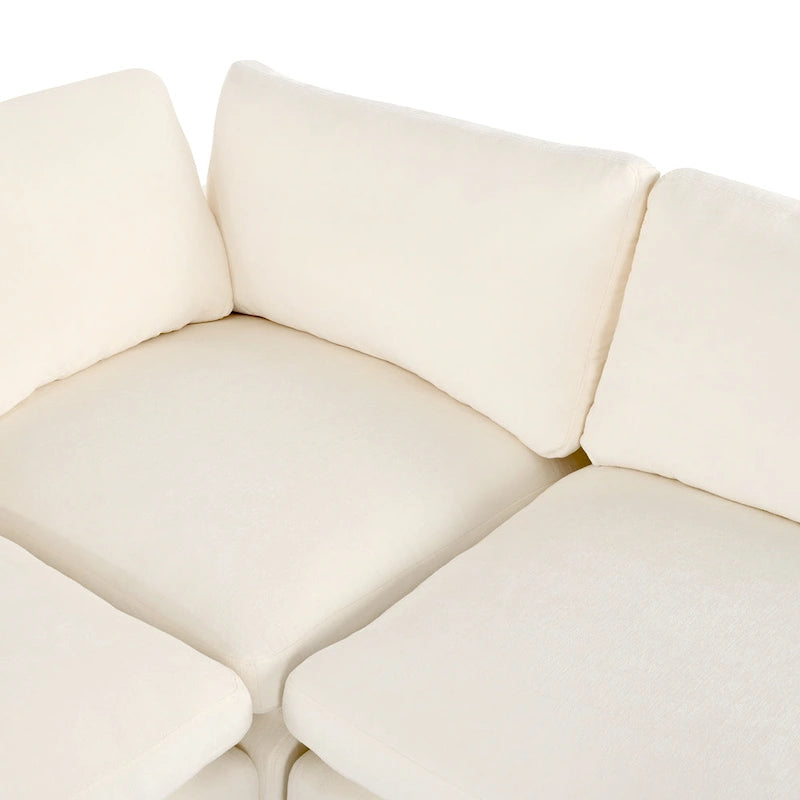 Sofá modular seccional de chenilla beige con USB, Bluetooth y almacenamiento