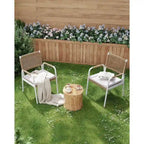 Sillas de comedor para exteriores, sillas de mimbre para patio con cojines