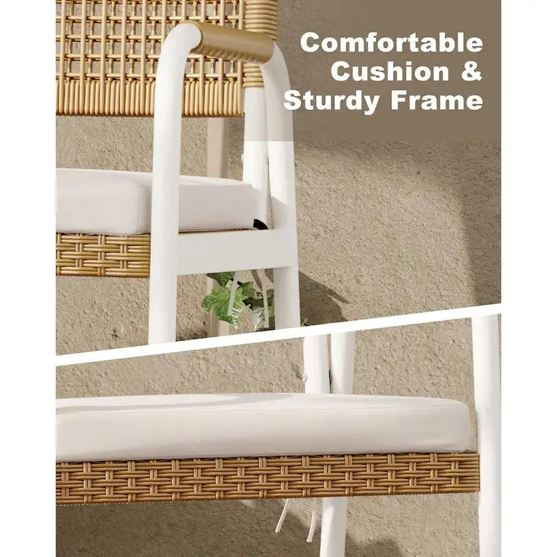 Sillas de comedor para exteriores, sillas de mimbre para patio con cojines