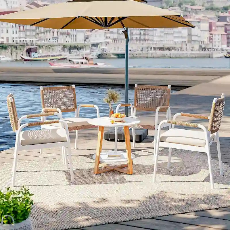 Sillas de comedor para exteriores, sillas de mimbre para patio con cojines