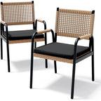 Sillas de comedor para exteriores, sillas de mimbre para patio con cojines