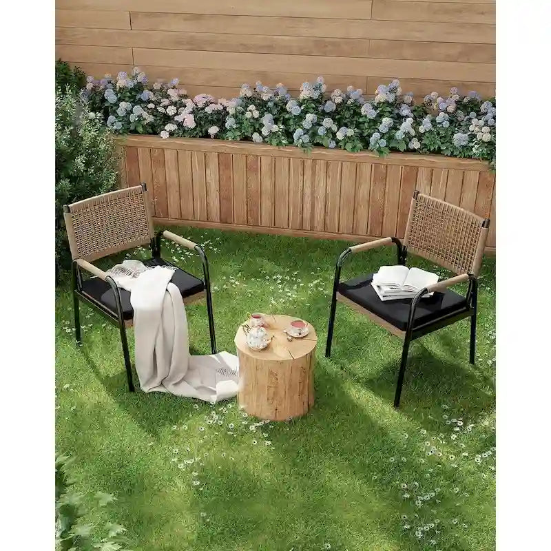 Sillas de comedor para exteriores, sillas de mimbre para patio con cojines