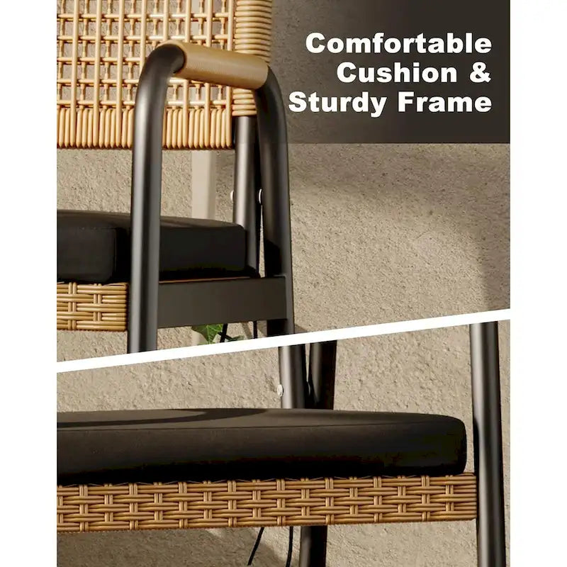 Sillas de comedor para exteriores, sillas de mimbre para patio con cojines