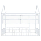 Cama de metal matrimonial tipo casa Cama Montessori de piso con valla