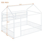 Cama de metal matrimonial tipo casa Cama Montessori de piso con valla