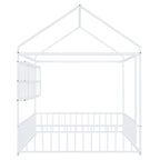 Cama de metal matrimonial tipo casa Cama Montessori de piso con valla
