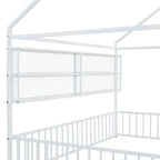 Cama de metal matrimonial tipo casa Cama Montessori de piso con valla