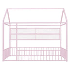 Cama de metal matrimonial tipo casa Cama Montessori de piso con valla