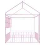 Cama de metal matrimonial tipo casa Cama Montessori de piso con valla
