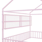Cama de metal matrimonial tipo casa Cama Montessori de piso con valla