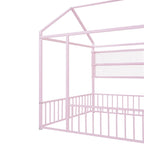 Cama de metal matrimonial tipo casa Cama Montessori de piso con valla