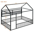 Cama de metal matrimonial tipo casa Cama Montessori de piso con valla