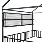 Cama de metal matrimonial tipo casa Cama Montessori de piso con valla