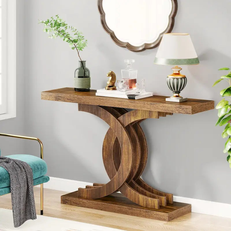 Mesas consola para recibidor, mesa de sofá de madera estilo rústico de 39"