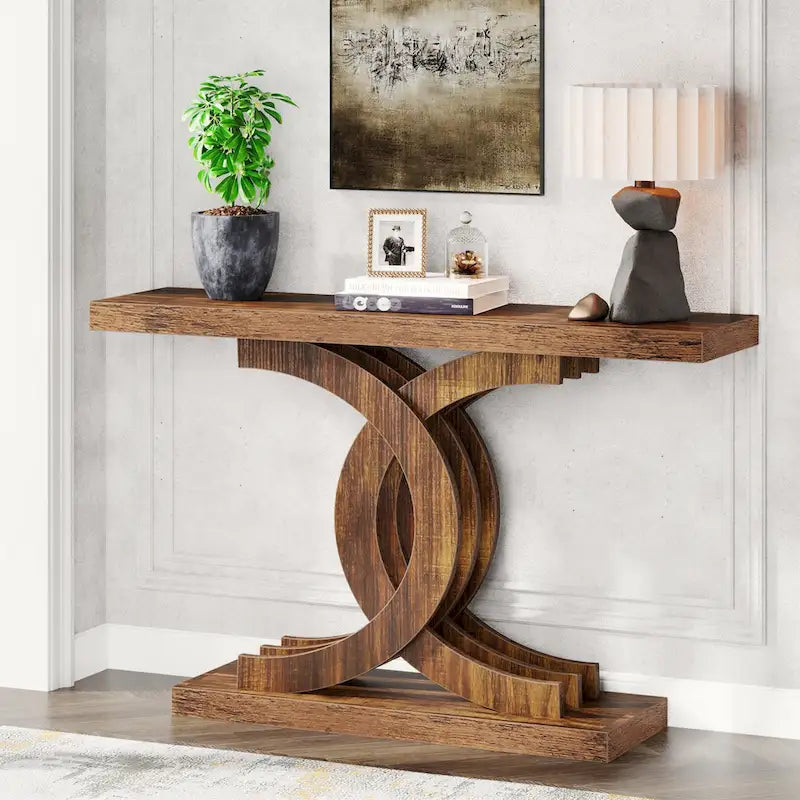 Mesas consola para recibidor, mesa de sofá de madera estilo rústico de 39"