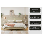 Cama King de plataforma de madera maciza con ratán