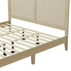 Cama King de plataforma de madera maciza con ratán