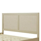 Cama King de plataforma de madera maciza con ratán