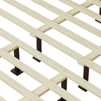 Cama King de plataforma de madera maciza con ratán