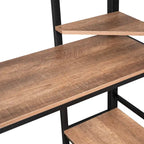 Cama alta de metal negra de tamaño completo con escritorio largo para niños y niñas
