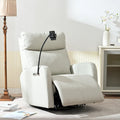 Sillón Reclinable Eléctrico Gris con Giro, Puertos USB y Reposapiés Ajustable