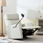 Sillón Reclinable Eléctrico Gris con Giro, Puertos USB y Reposapiés Ajustable