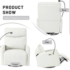 Sillón Reclinable Eléctrico Gris con Giro, Puertos USB y Reposapiés Ajustable