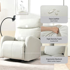 Sillón Reclinable Eléctrico Gris con Giro, Puertos USB y Reposapiés Ajustable