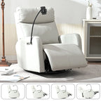 Sillón Reclinable Eléctrico Gris con Giro, Puertos USB y Reposapiés Ajustable