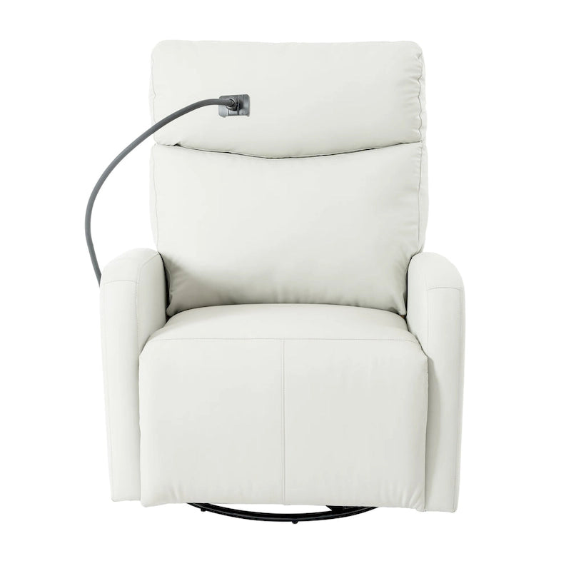 Sillón Reclinable Eléctrico Gris con Giro, Puertos USB y Reposapiés Ajustable