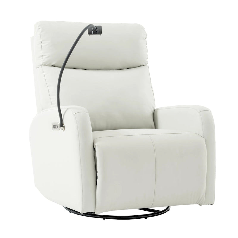 Sillón Reclinable Eléctrico Gris con Giro, Puertos USB y Reposapiés Ajustable