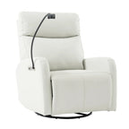 Sillón Reclinable Eléctrico Gris con Giro, Puertos USB y Reposapiés Ajustable