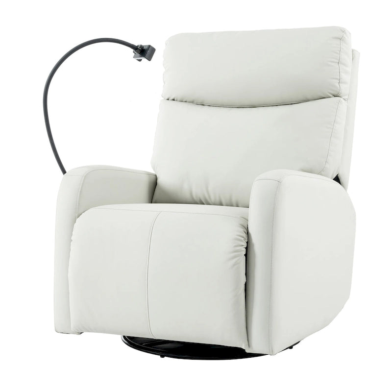 Sillón Reclinable Eléctrico Gris con Giro, Puertos USB y Reposapiés Ajustable