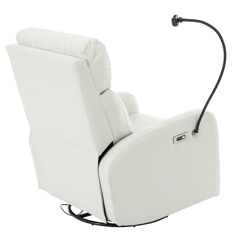 Sillón Reclinable Eléctrico Gris con Giro, Puertos USB y Reposapiés Ajustable