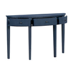 51.1 Mesa de consola curvada moderna con frentes de cajón de rayas verticales para entrada, pasillo, sala de estar