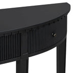51.1 Mesa de consola curvada moderna con frentes de cajón de rayas verticales para entrada, pasillo, sala de estar