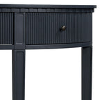 51.1 Mesa de consola curvada moderna con frentes de cajón de rayas verticales para entrada, pasillo, sala de estar