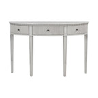 51.1 Mesa de consola curvada moderna con frentes de cajón de rayas verticales para entrada, pasillo, sala de estar
