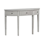 51.1 Mesa de consola curvada moderna con frentes de cajón de rayas verticales para entrada, pasillo, sala de estar