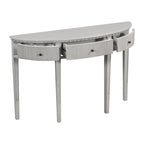 51.1 Mesa de consola curvada moderna con frentes de cajón de rayas verticales para entrada, pasillo, sala de estar
