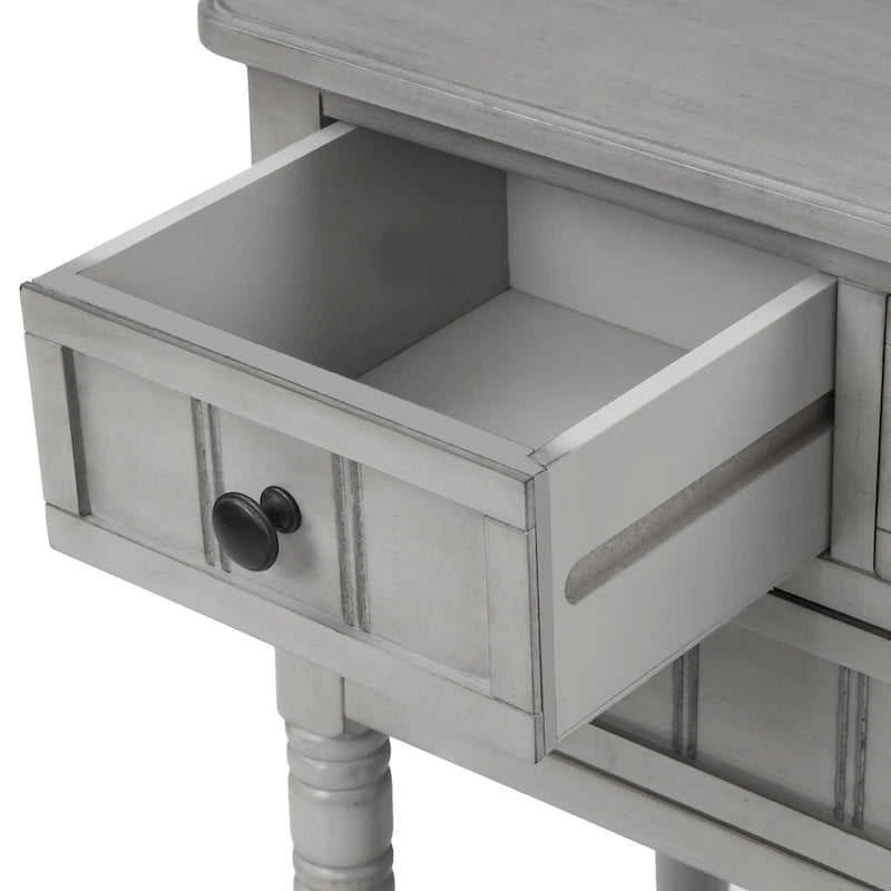 Mesa Consola de Madera, Mesa Auxiliar para Sofá con Cajones de Almacenamiento y Estante