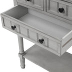 Mesa Consola de Madera, Mesa Auxiliar para Sofá con Cajones de Almacenamiento y Estante