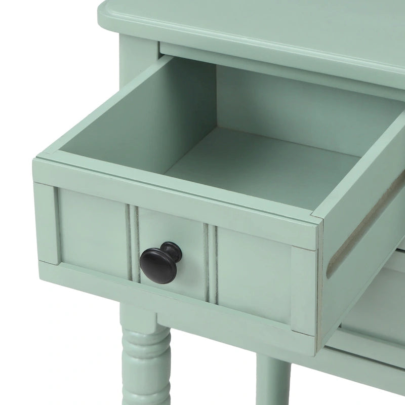 Mesa Consola de Madera, Mesa Auxiliar para Sofá con Cajones de Almacenamiento y Estante