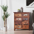 Cómoda de 8 cajones de madera reciclada de 32 de ancho