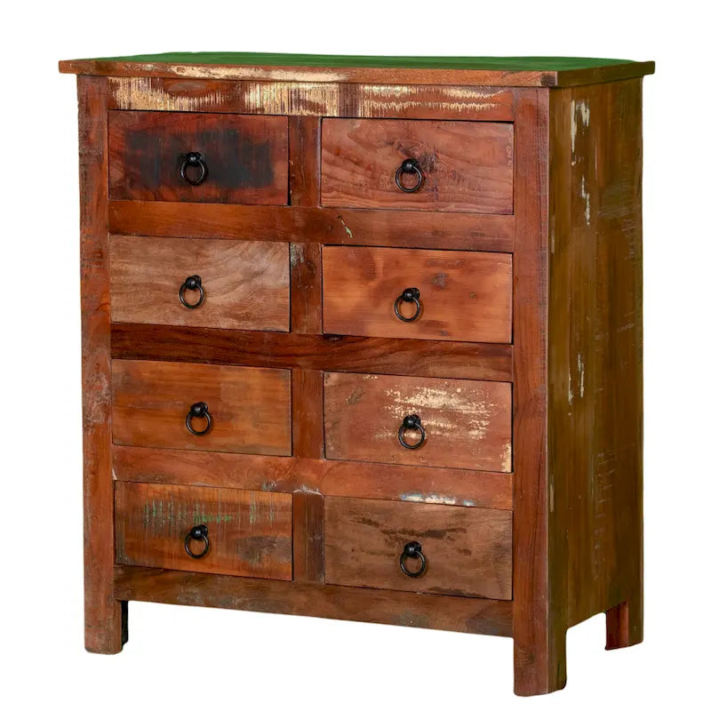 Cómoda de 8 cajones de madera reciclada de 32 de ancho