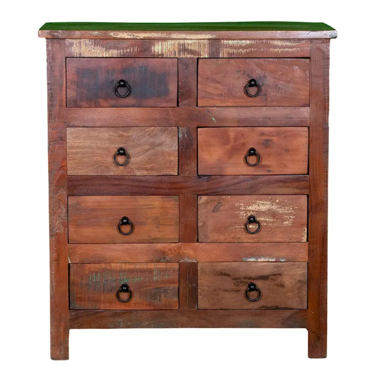 Cómoda de 8 cajones de madera reciclada de 32 de ancho