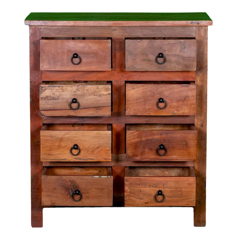 Cómoda de 8 cajones de madera reciclada de 32 de ancho