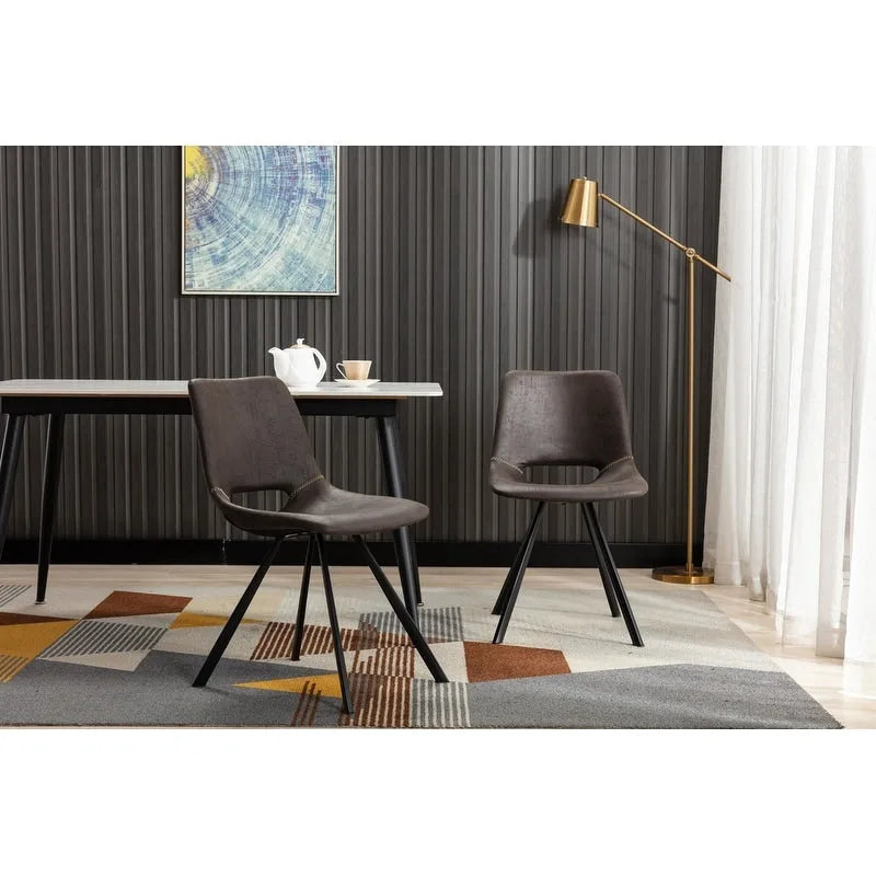 Sillas de comedor modernas de piel sintética con estructura de metal - 20 de alto x 14.5 de ancho x 20 de profundidad