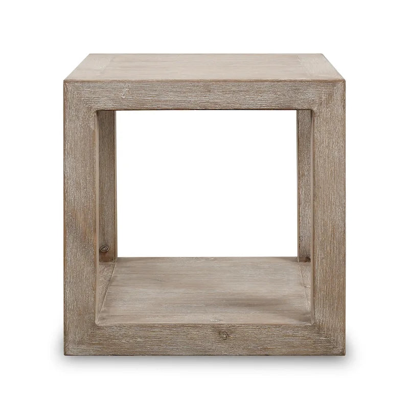 Mesa auxiliar cuadrada Peking Grand con marco, 55,88 cm de alto, acabado blanco envejecido